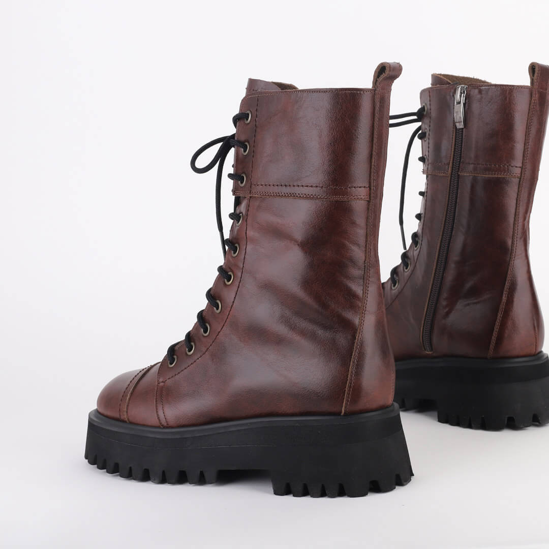 TROPAZ BROWN - flatform army boots