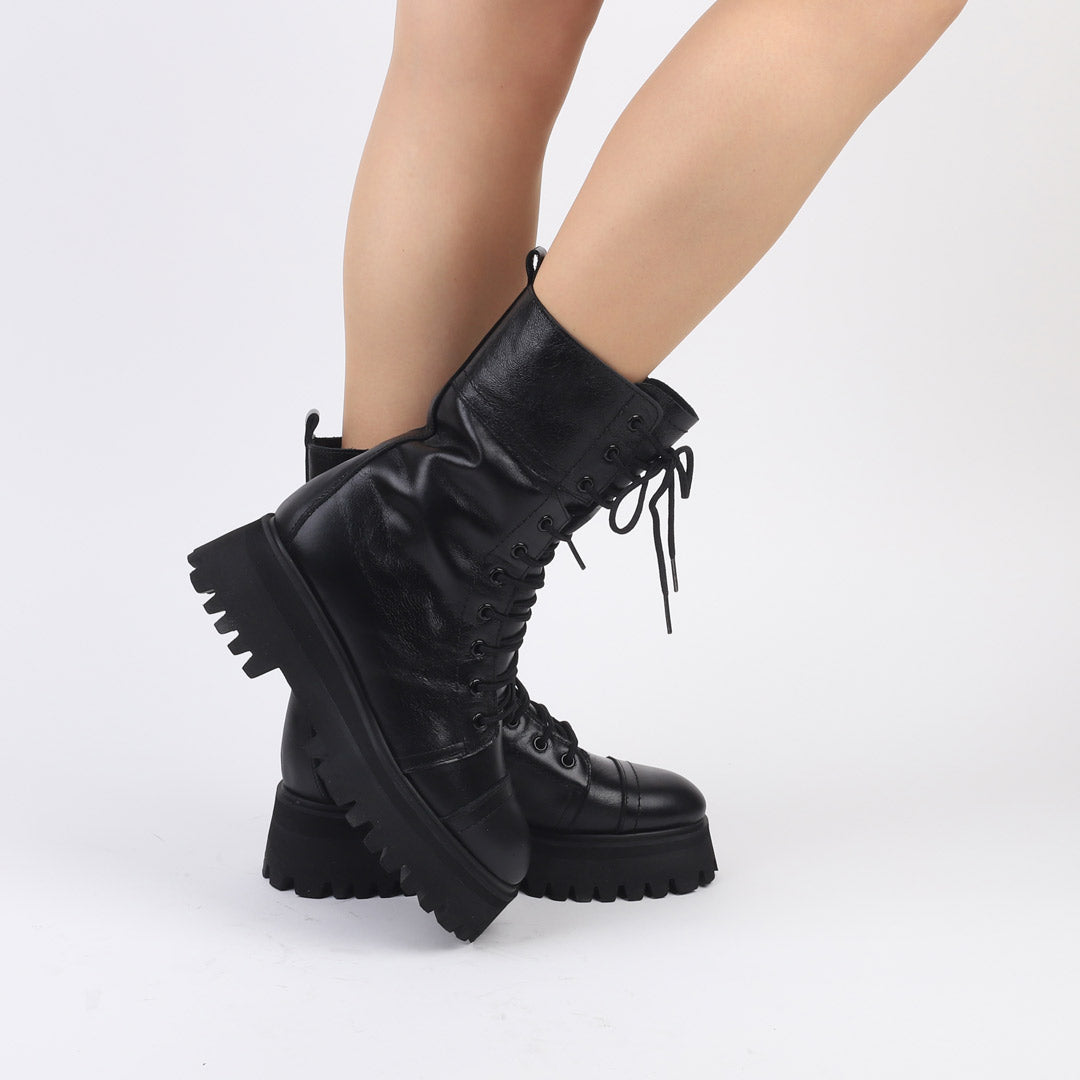TROPAZ BROWN - flatform army boots