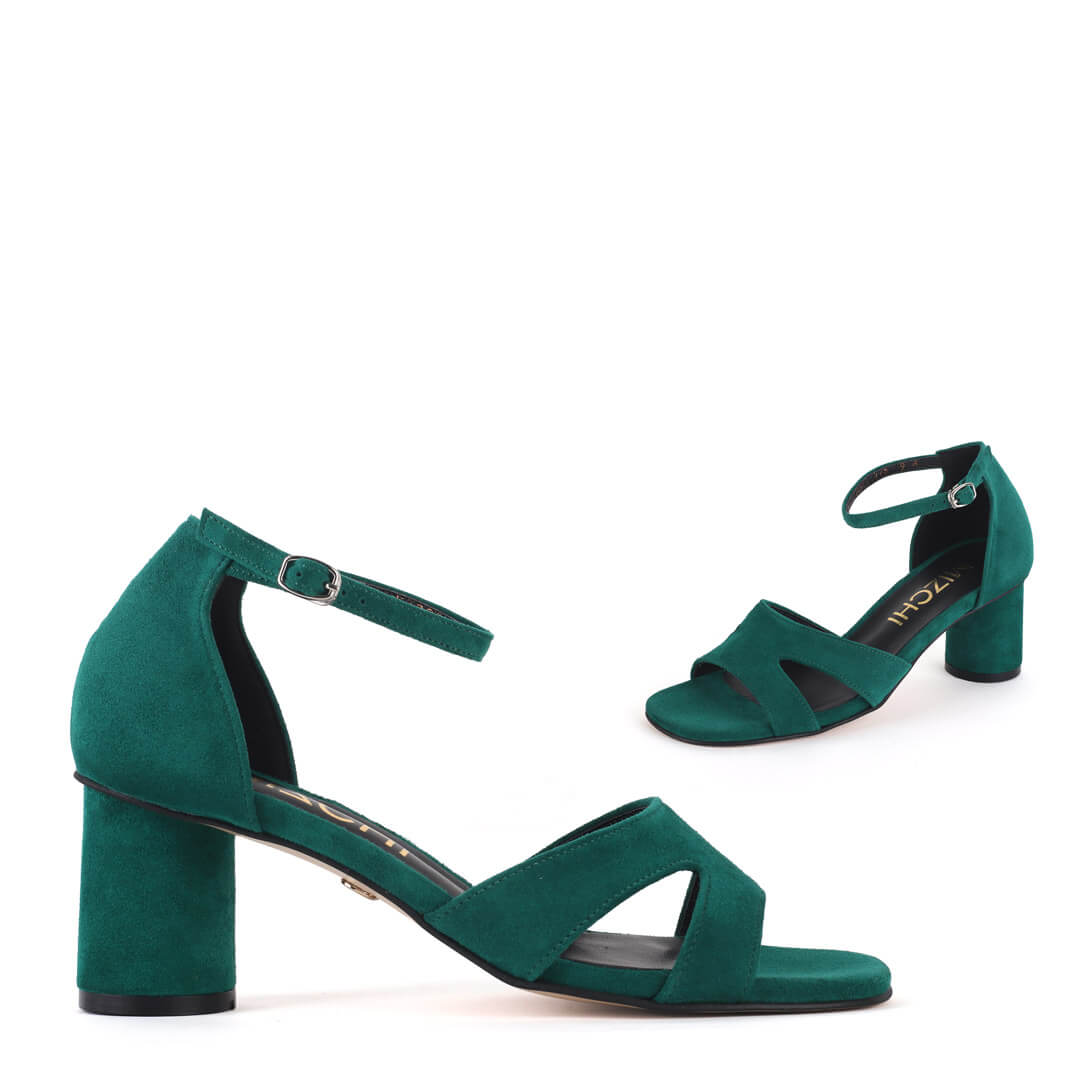 CAZY - green suede sandals