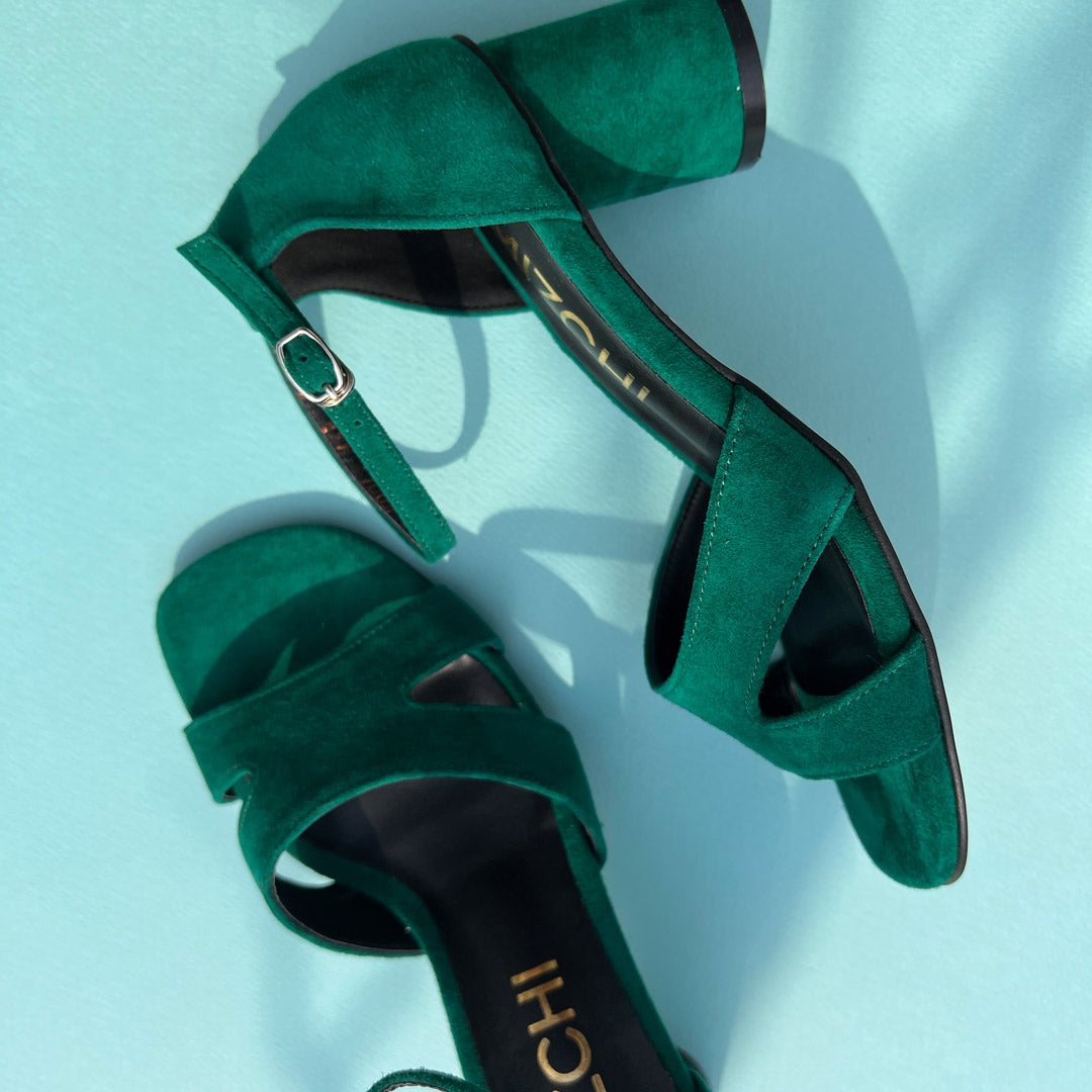 CAZY - green suede sandals