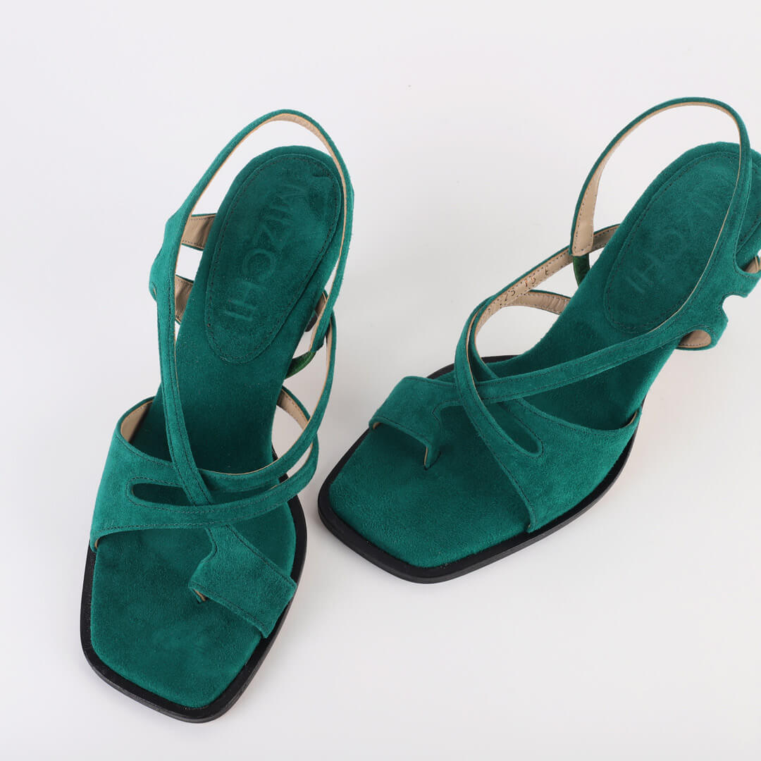 THALO - green suede sandals