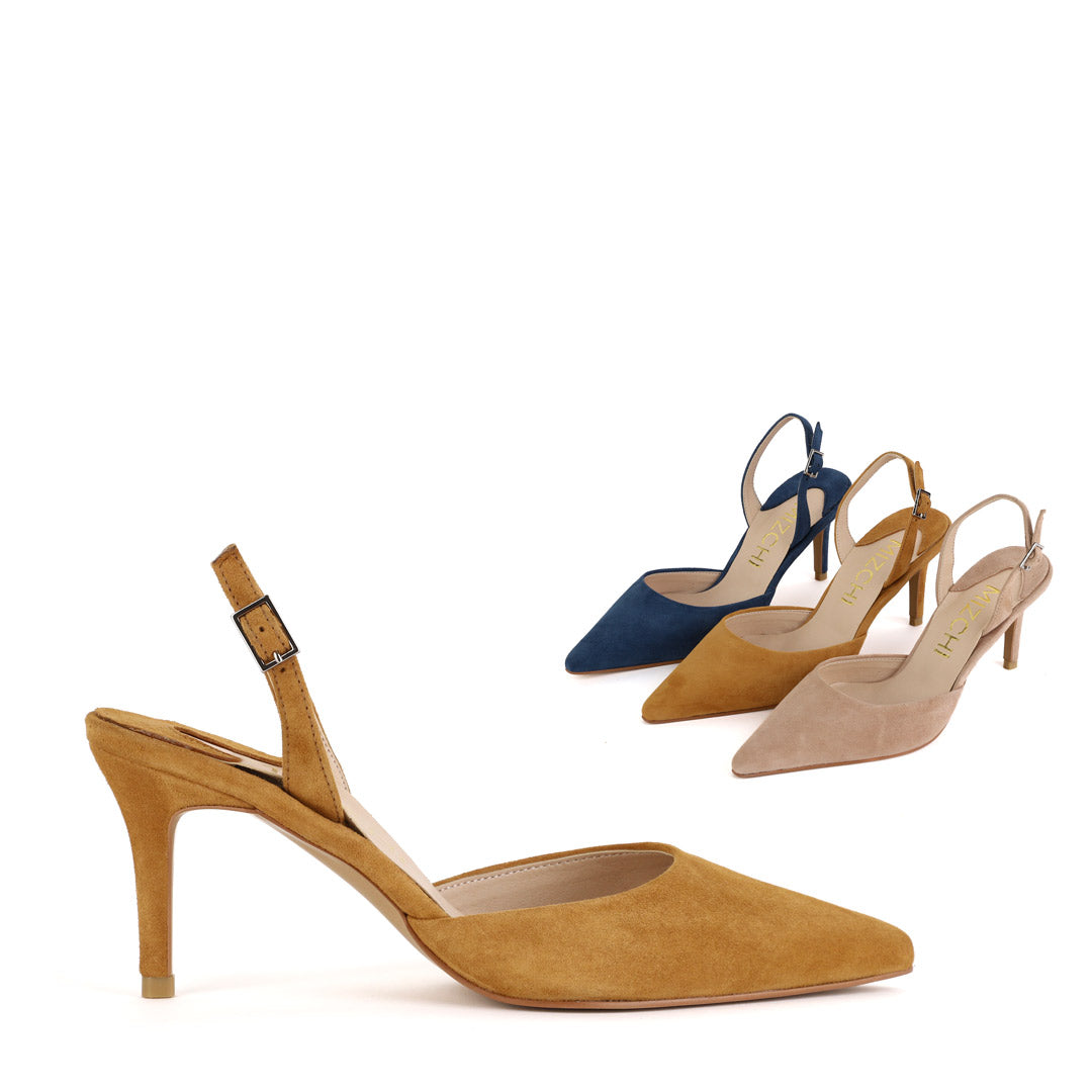 TESORO - camel suede slingback