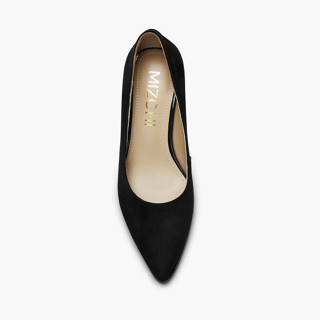 *DIARA BLACK - suede chunky heel pumps