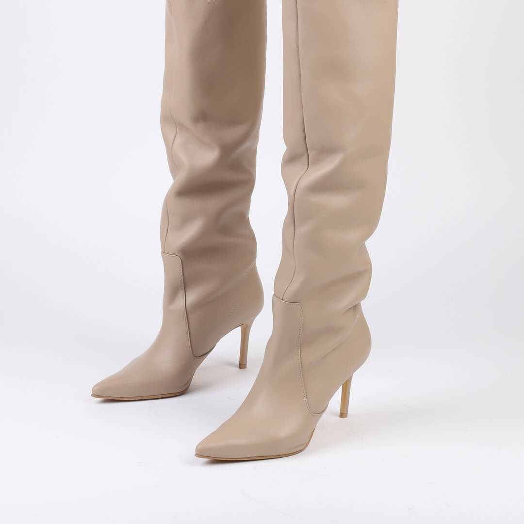 WOLLEN - leather long boots