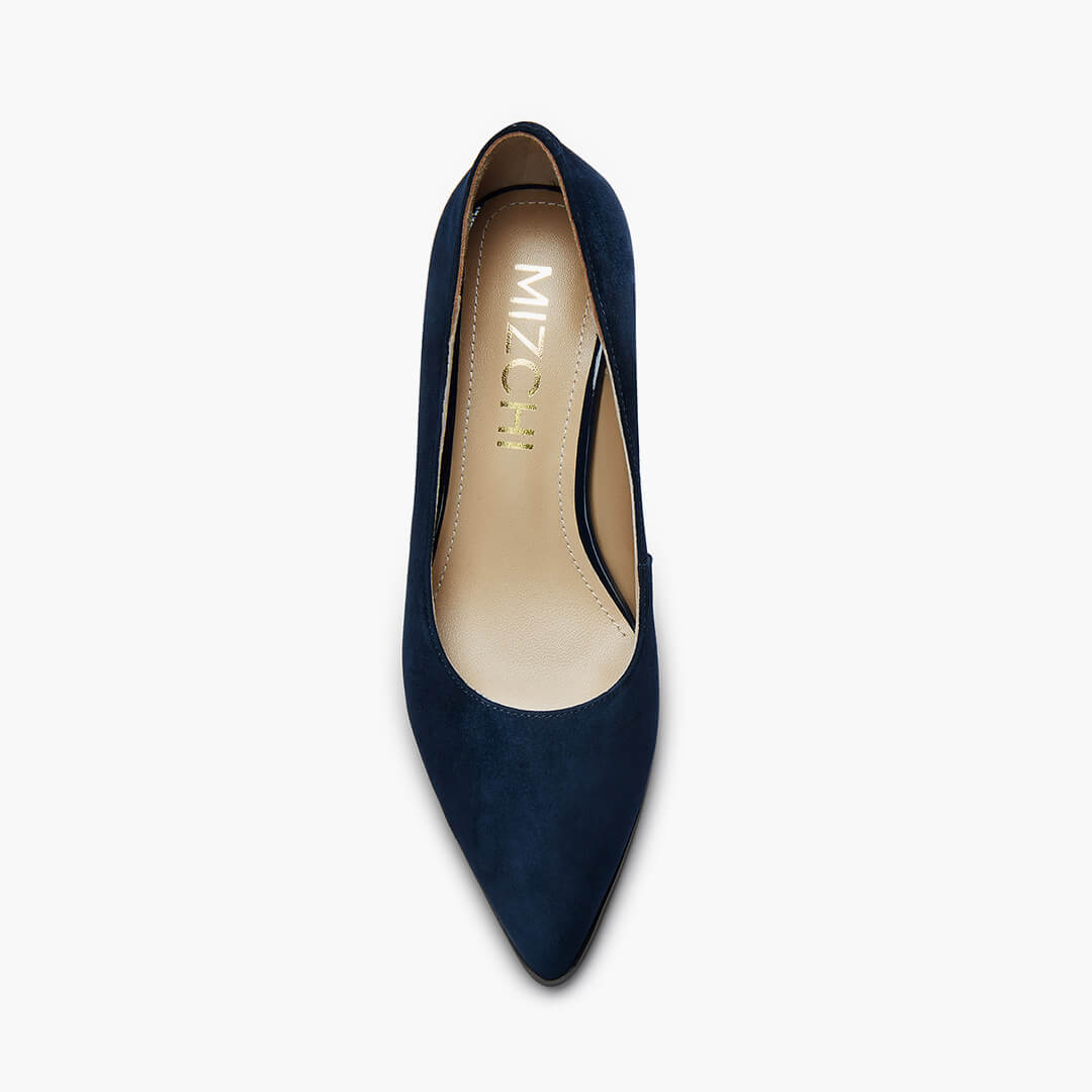 *DIARA NAVY - suede chunky heel pumps