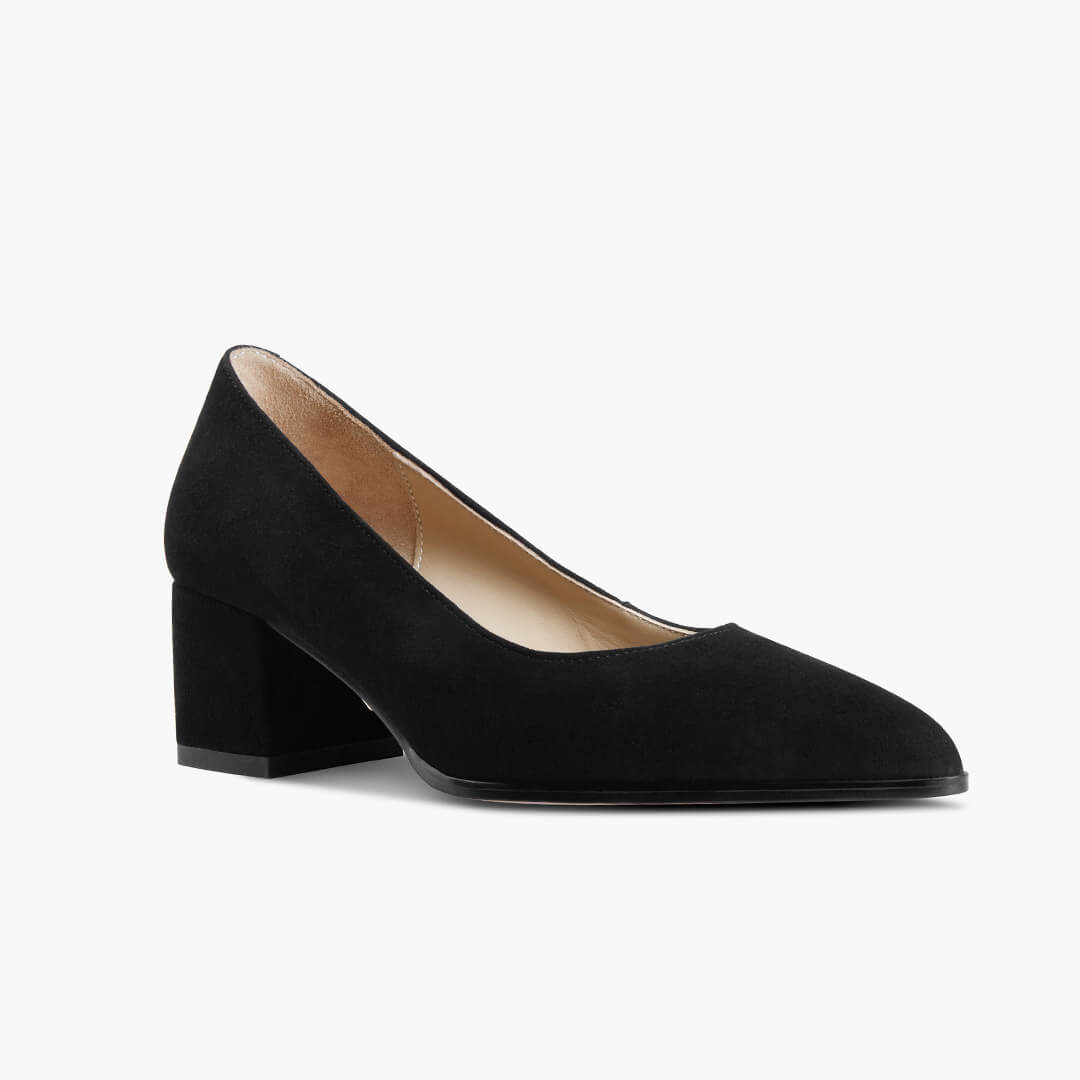 *DIARA BLACK - suede chunky heel pumps