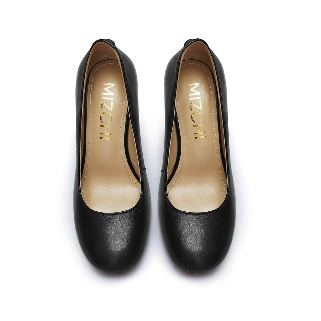 *ESHA - black leather chunky high heel pump