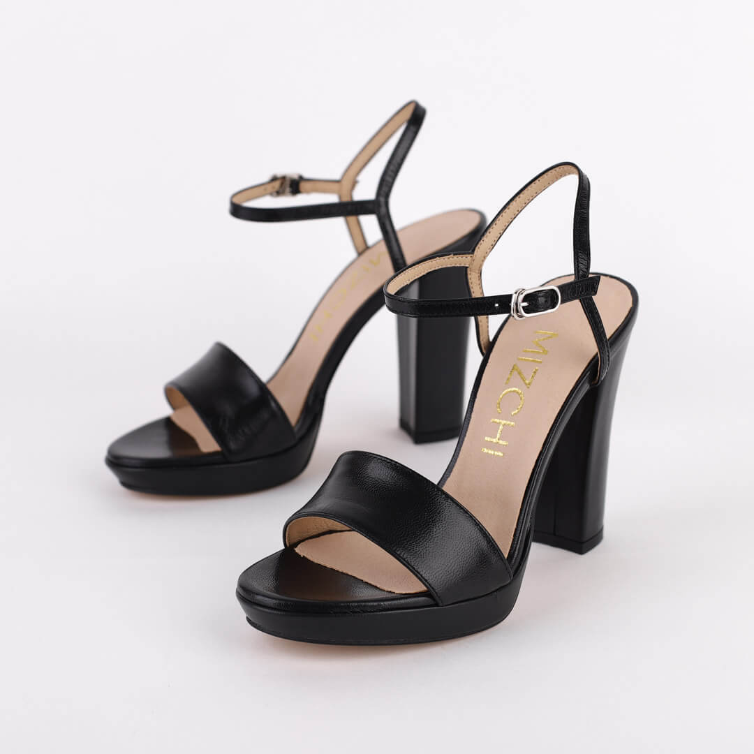 SAMI BLACK LEATHER - high platform