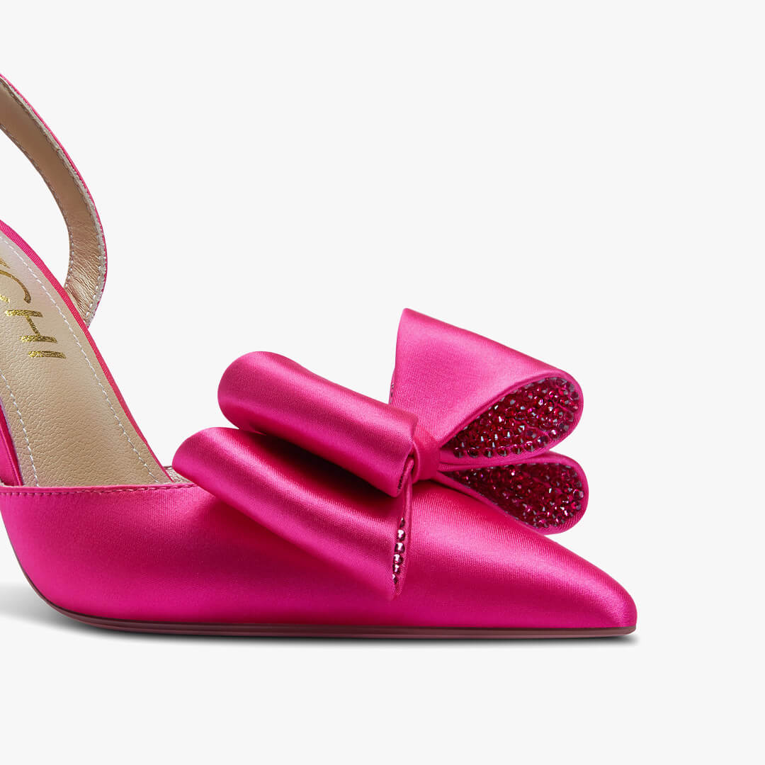 *ELYSIA - pink satin bow slingback