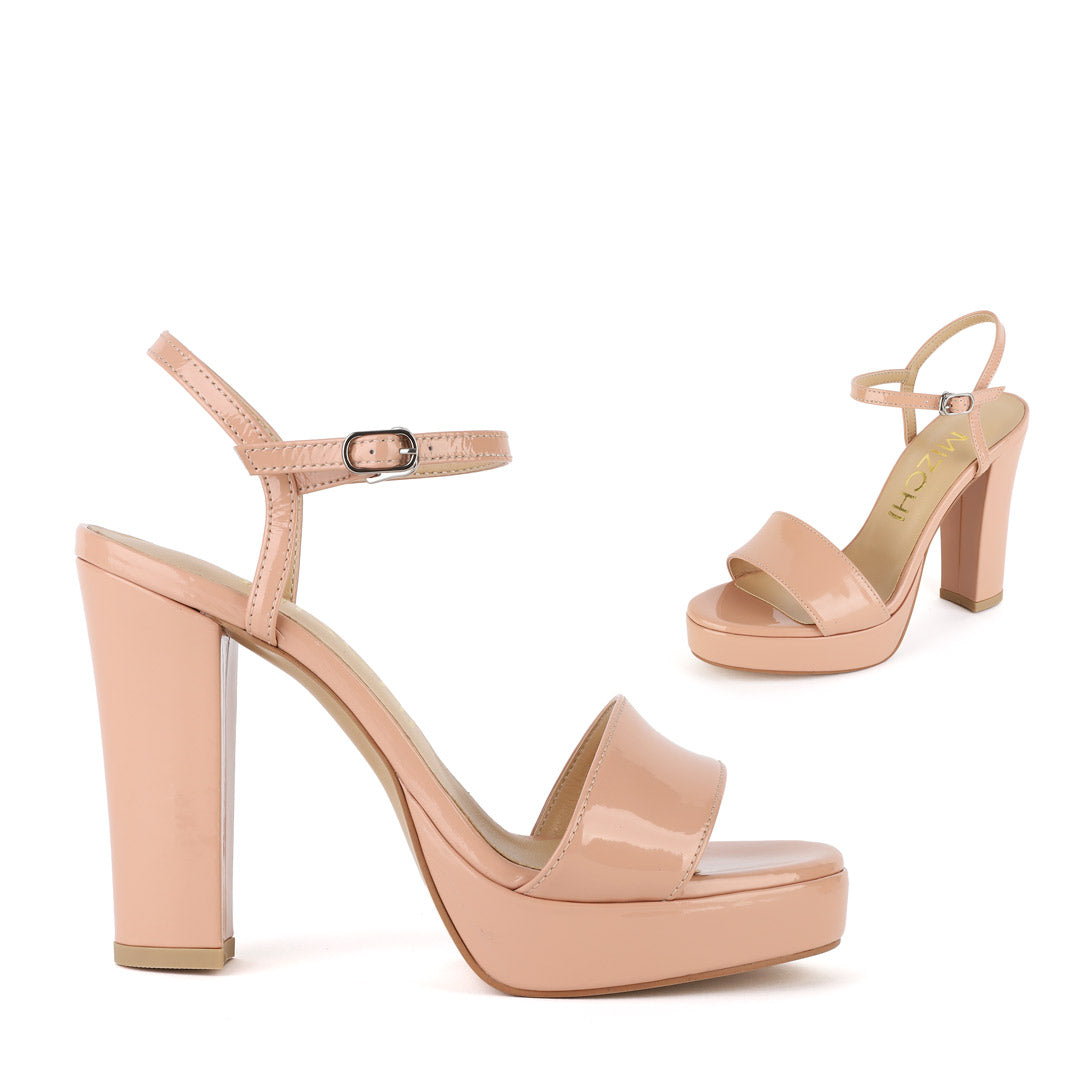 SAMI BEIGE PATENT - high platform