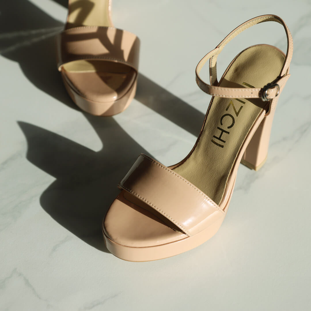 SAMI BEIGE PATENT - high platform