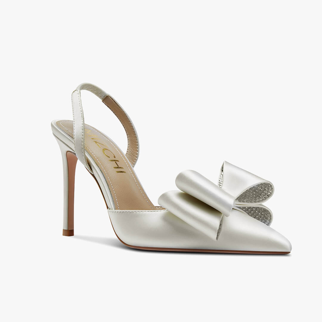 *ELYSIA - ivory satin bow slingback