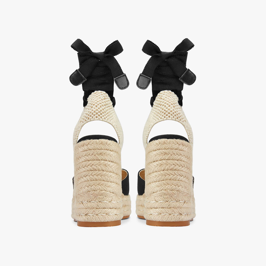 *Monaco 10 - Black Wedge Espadrilles