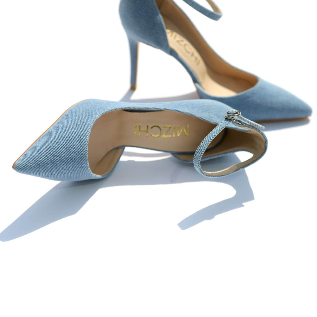 CARTER - denim ankle strap pumps