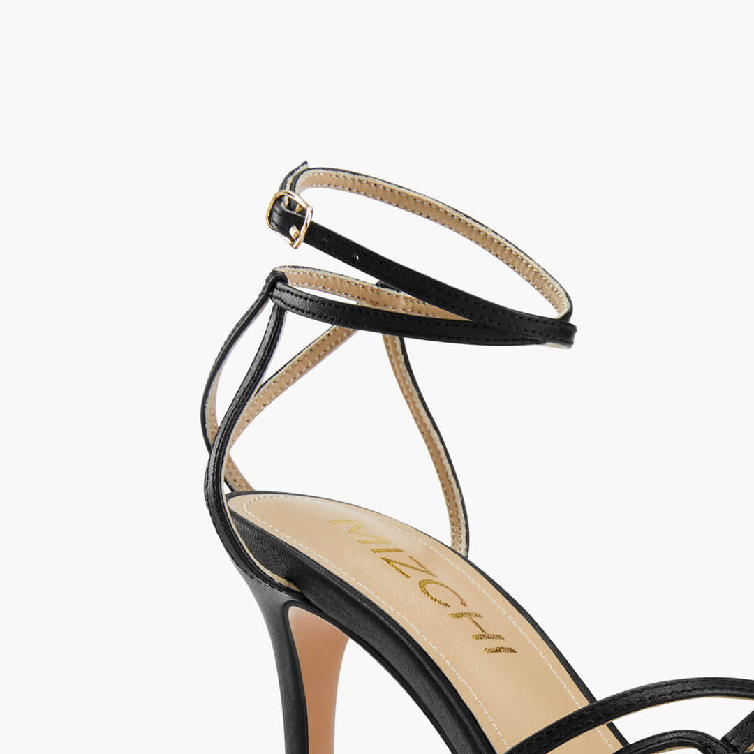 *ASTOR - black leather strappy sandal