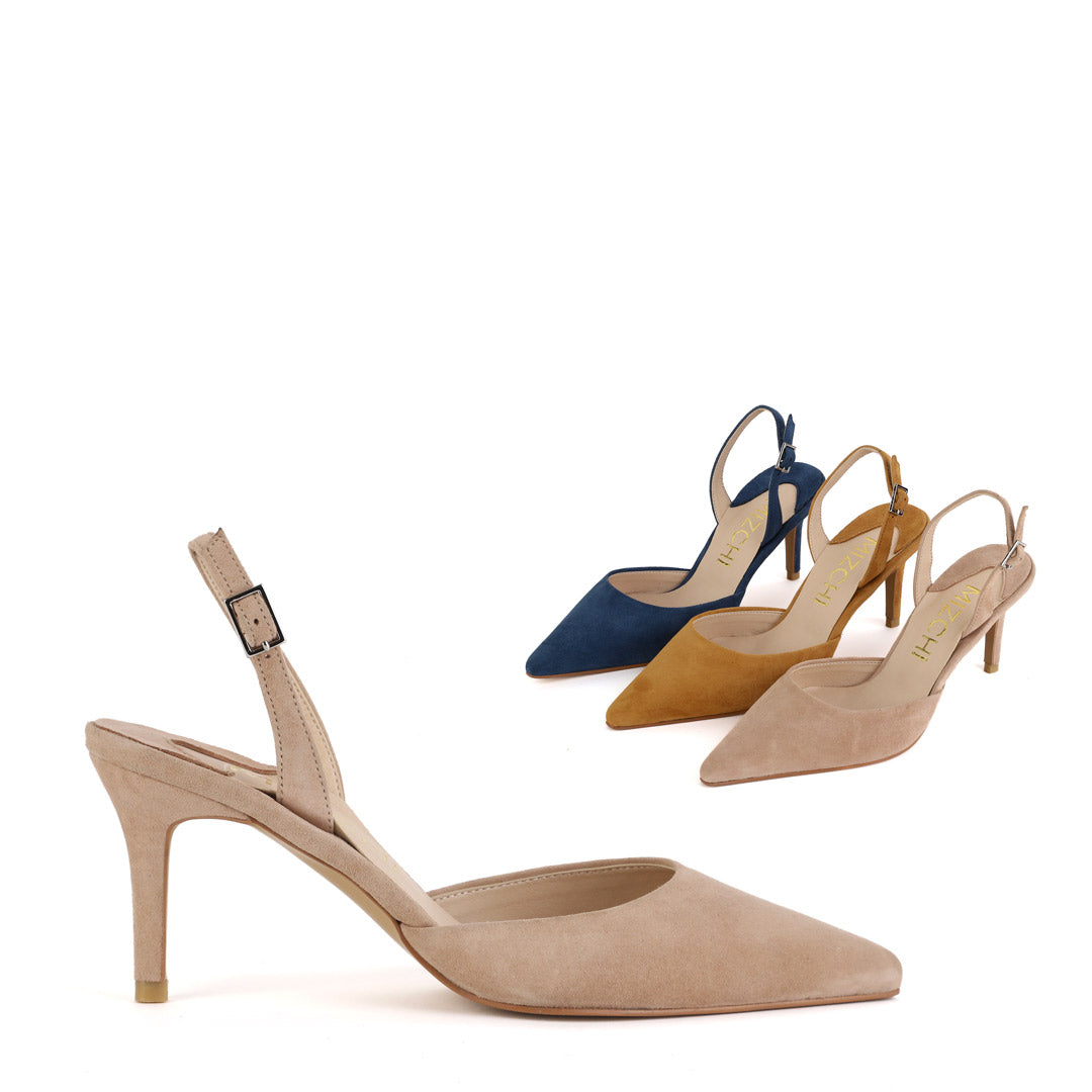 TESORO - camel suede slingback