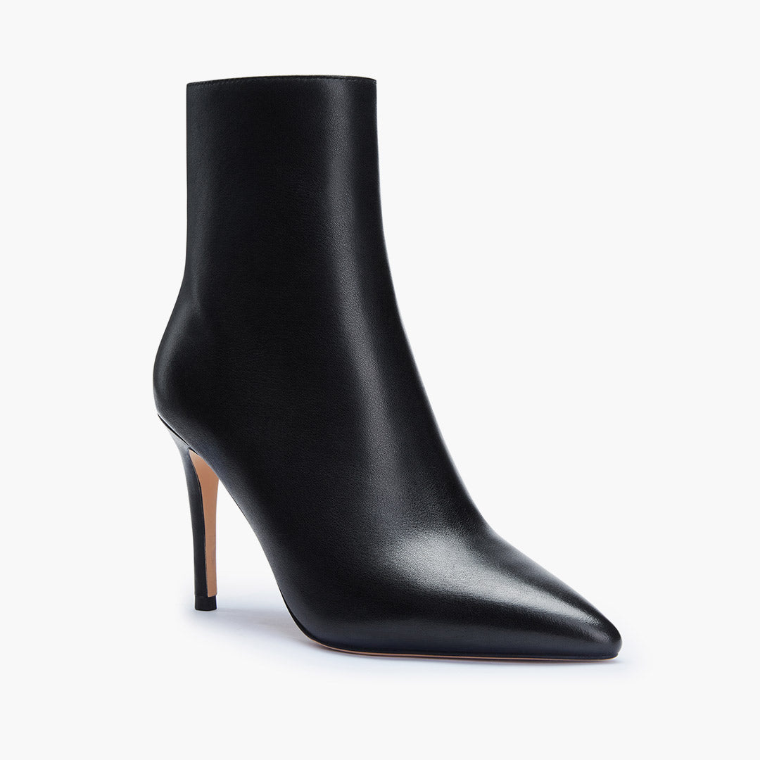 *JINNY - classic black leather ankle boots