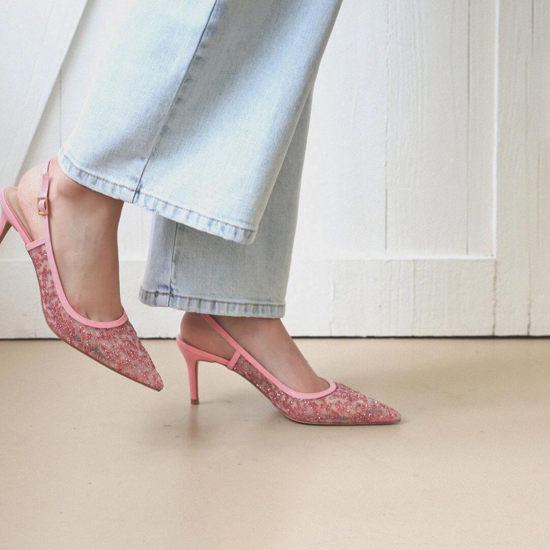 ILARIA - pink glitter slingback