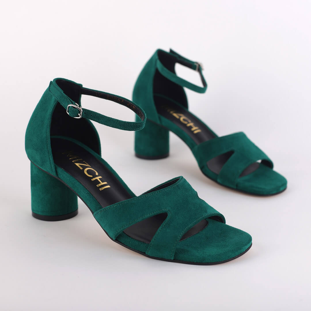 CAZY - green suede sandals