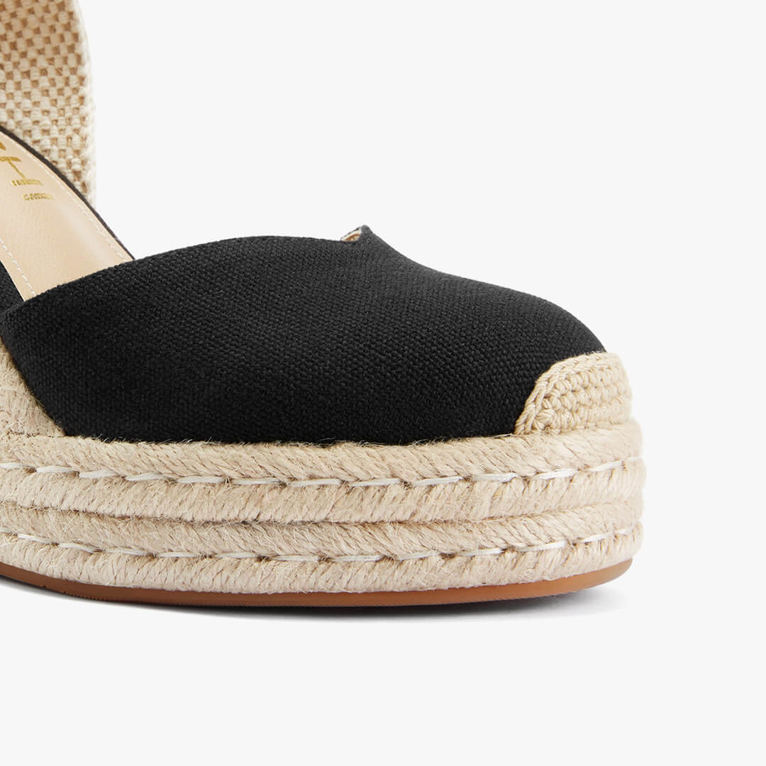 *Monaco 10 - Black Wedge Espadrilles