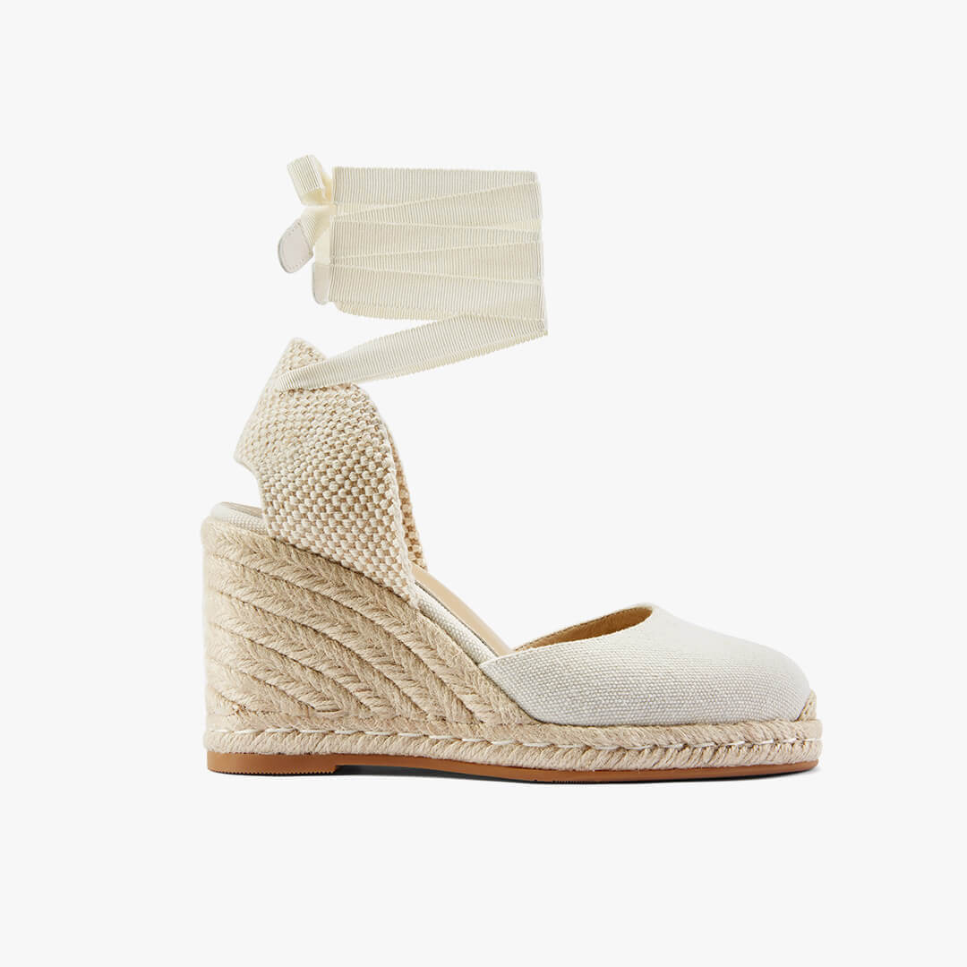 *Monaco 8 - Ivory Wedge Espadrilles