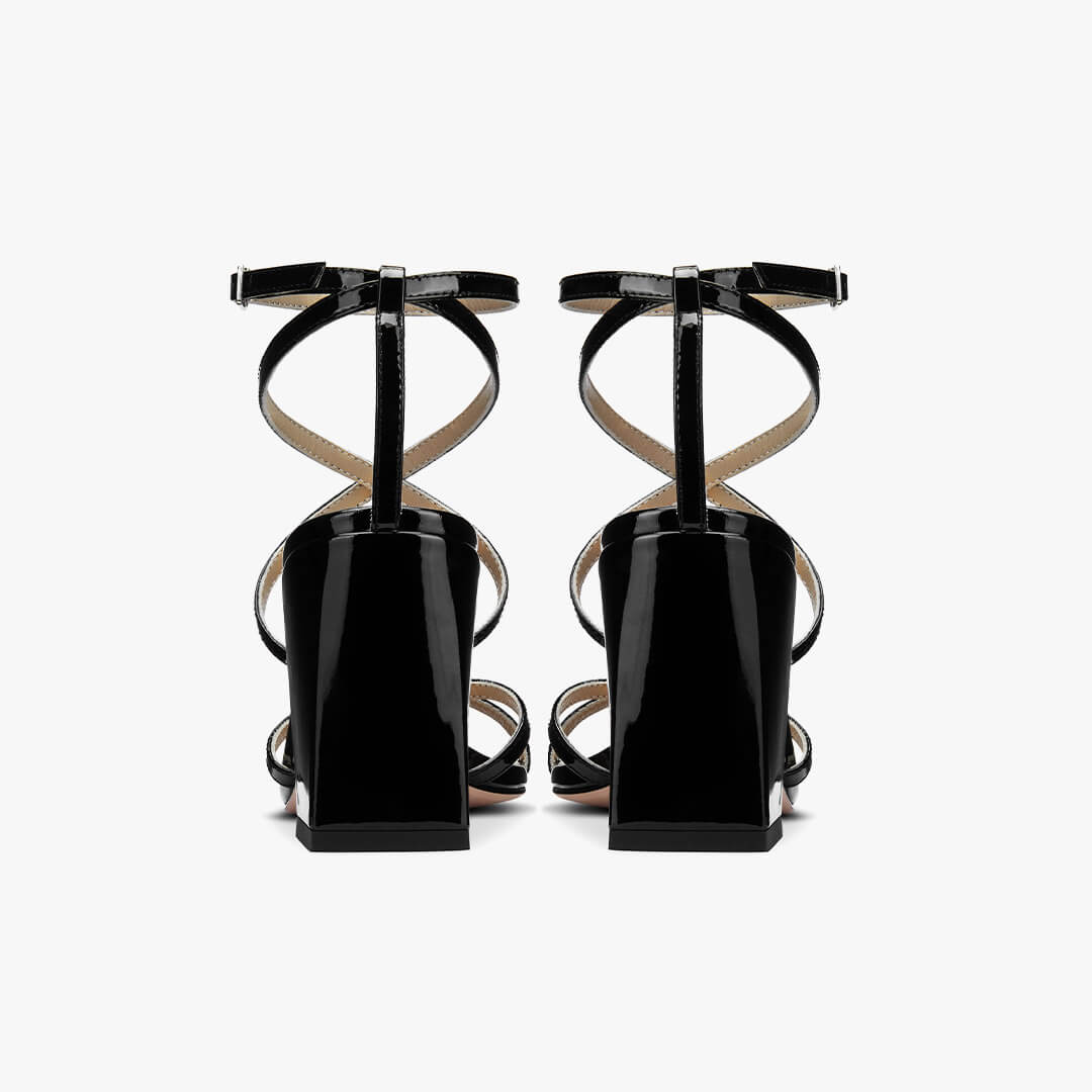 *ADAGIO - black patent strappy sandals