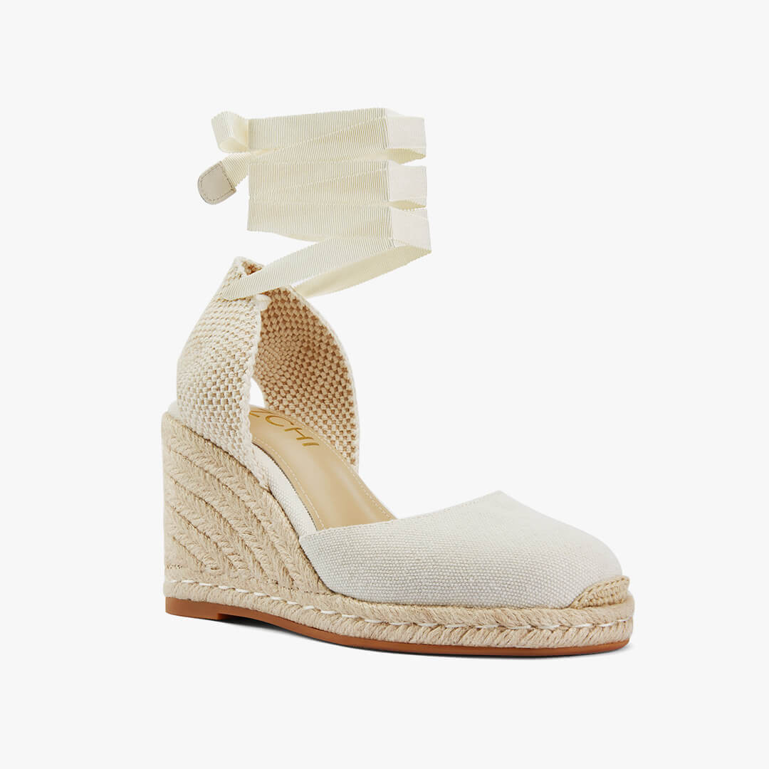 *Monaco 8 - Ivory Wedge Espadrilles