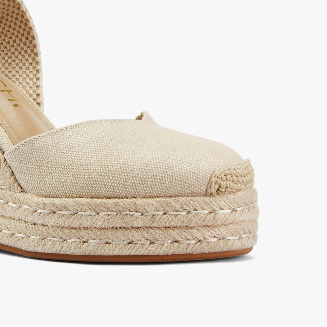 *Monaco 10 - Beige Wedge Espadrilles