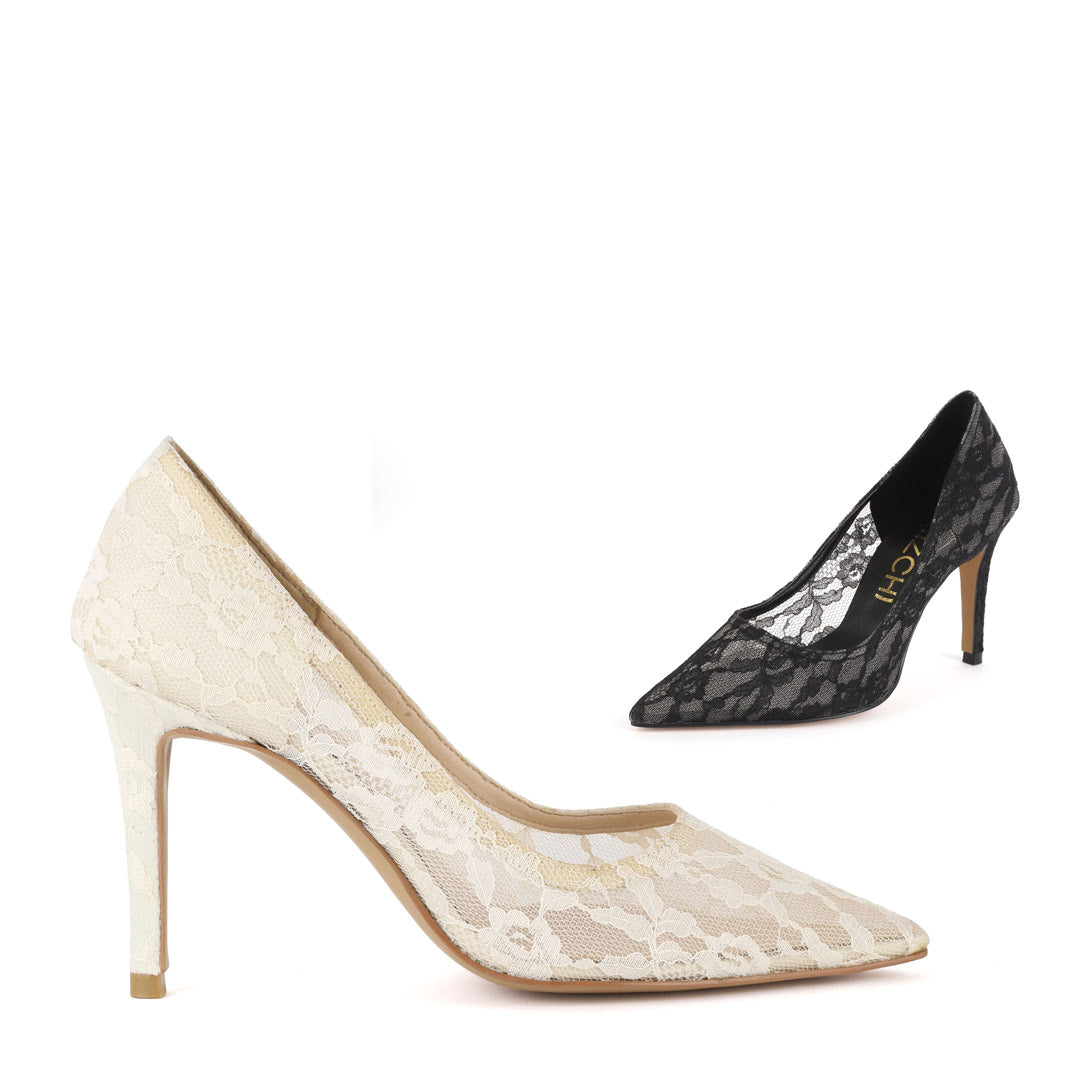 FREE LOVE - lace fabric heel