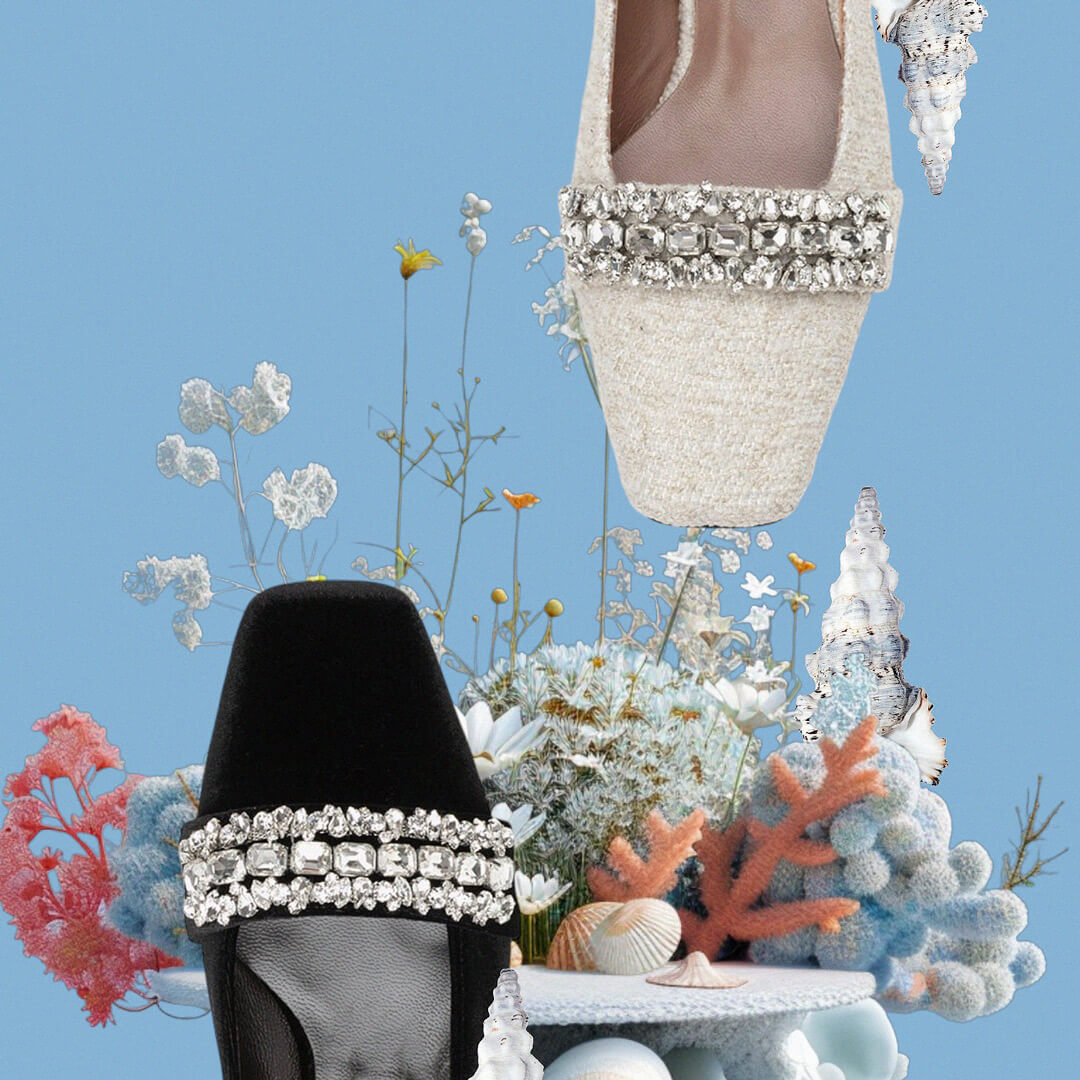 PENEMONE - jeweled fabric pumps