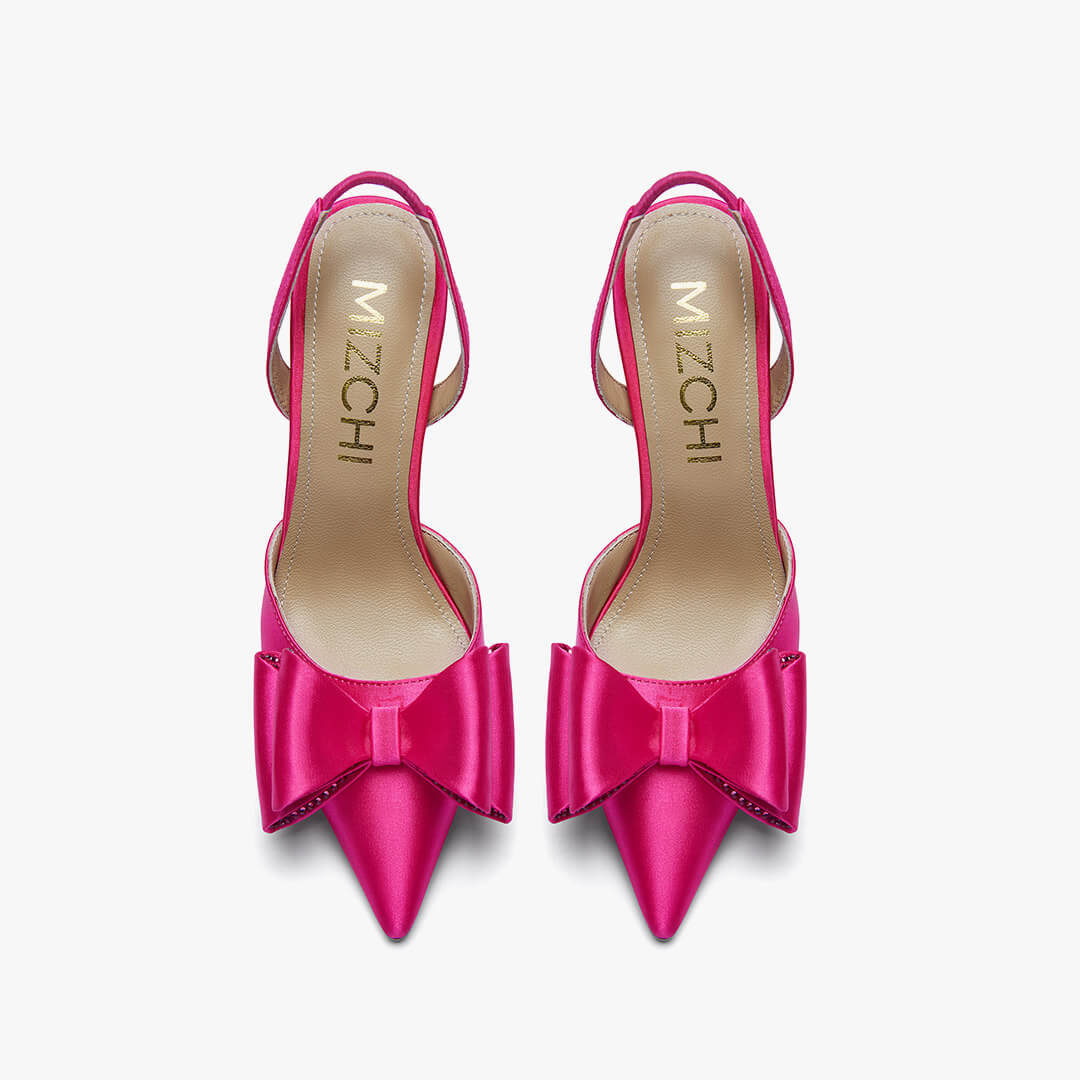 *ELYSIA - pink satin bow slingback