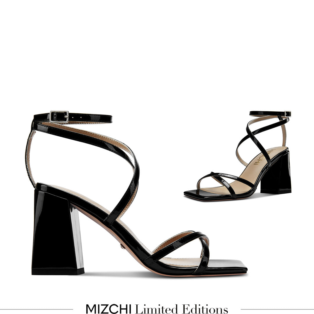 *ADAGIO - black patent strappy sandals