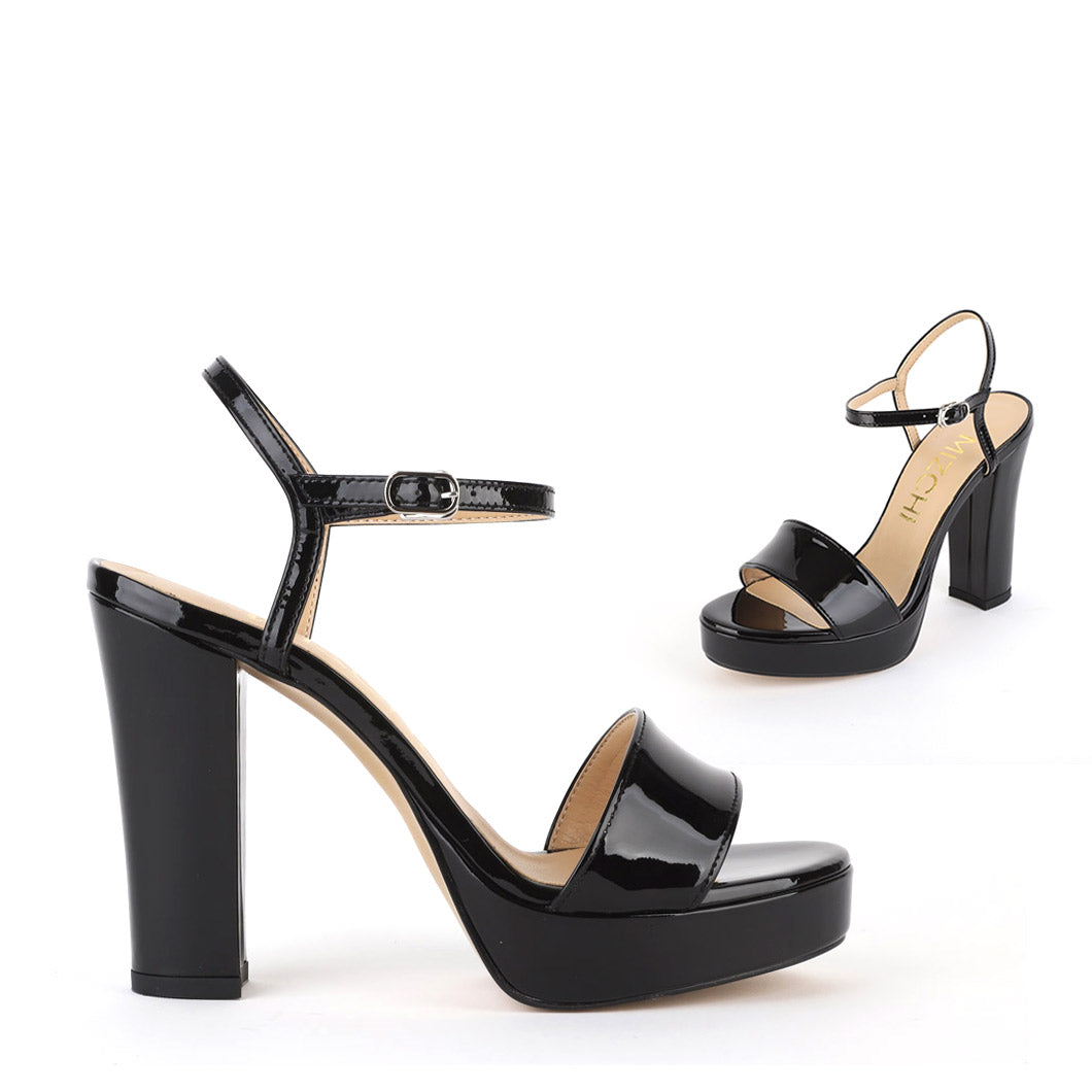 SAMI BLACK PATENT - high platform