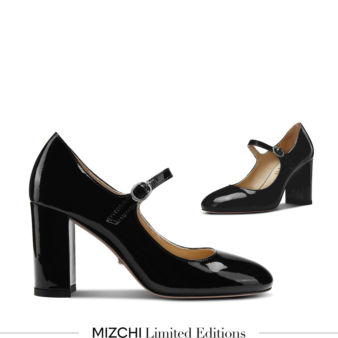 *GAYLE - black patent mary jane pumps