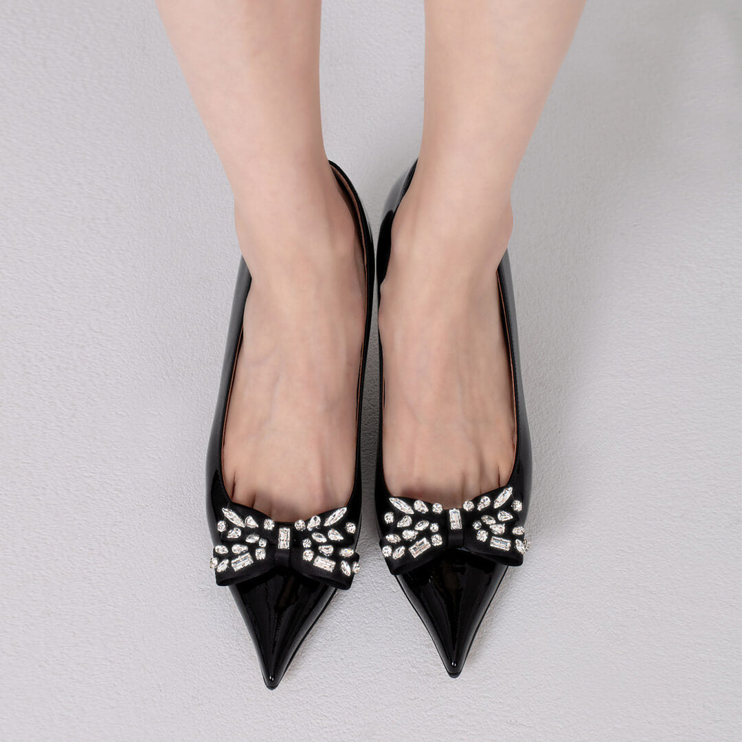 DEANNA - jeweled bow pumps