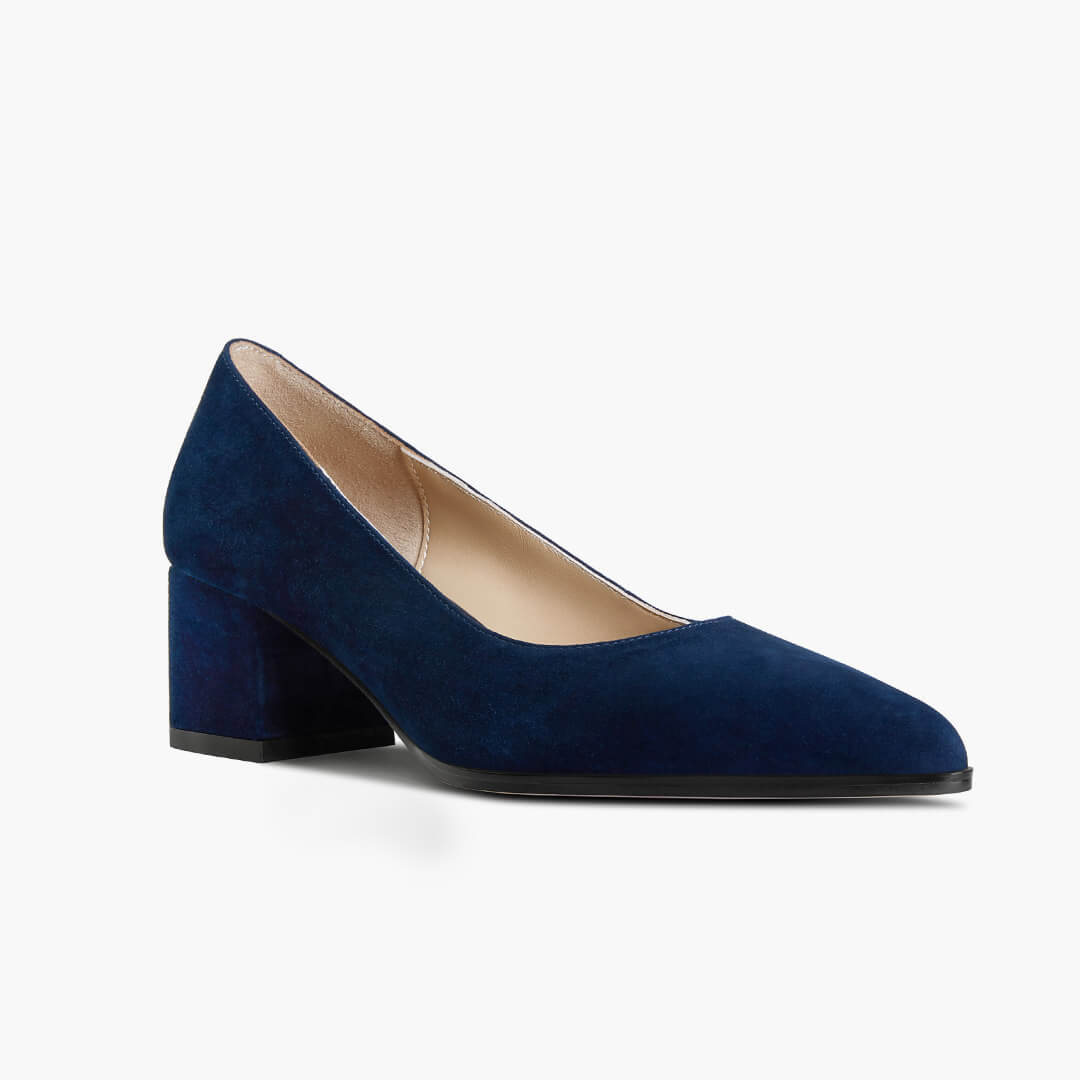 *DIARA NAVY - suede chunky heel pumps