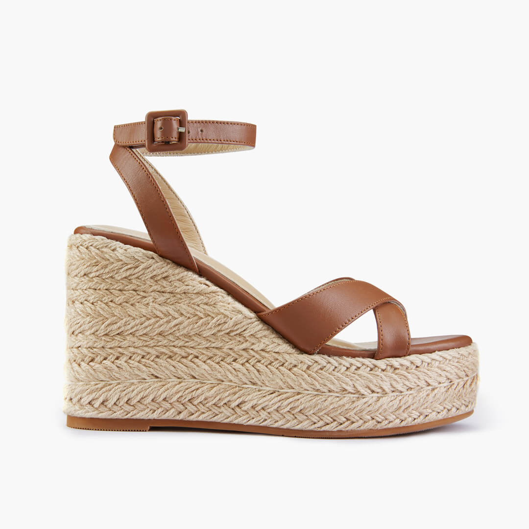 *SANLY - brown x-strap espadrille