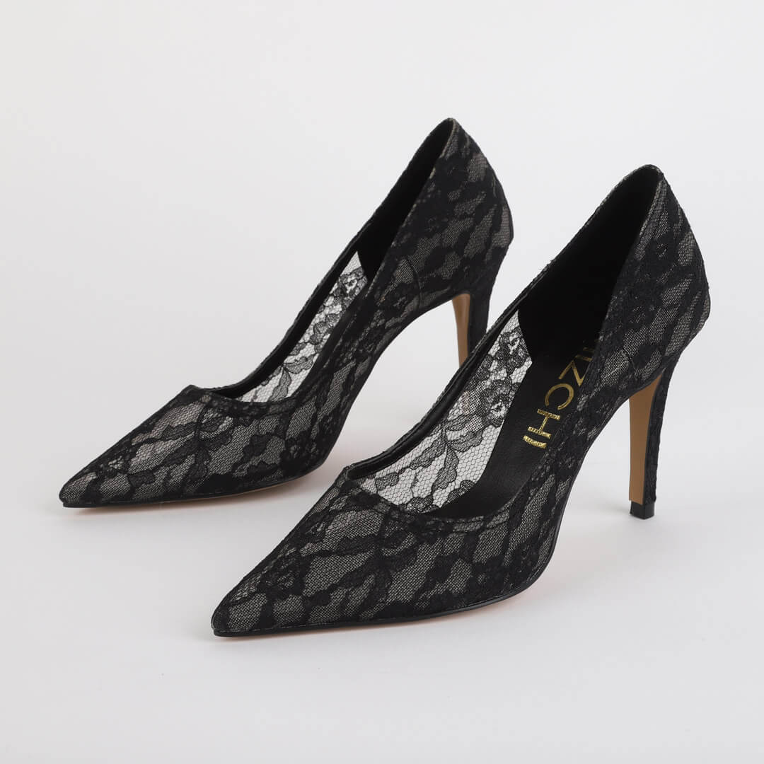 FREE LOVE - lace fabric heel