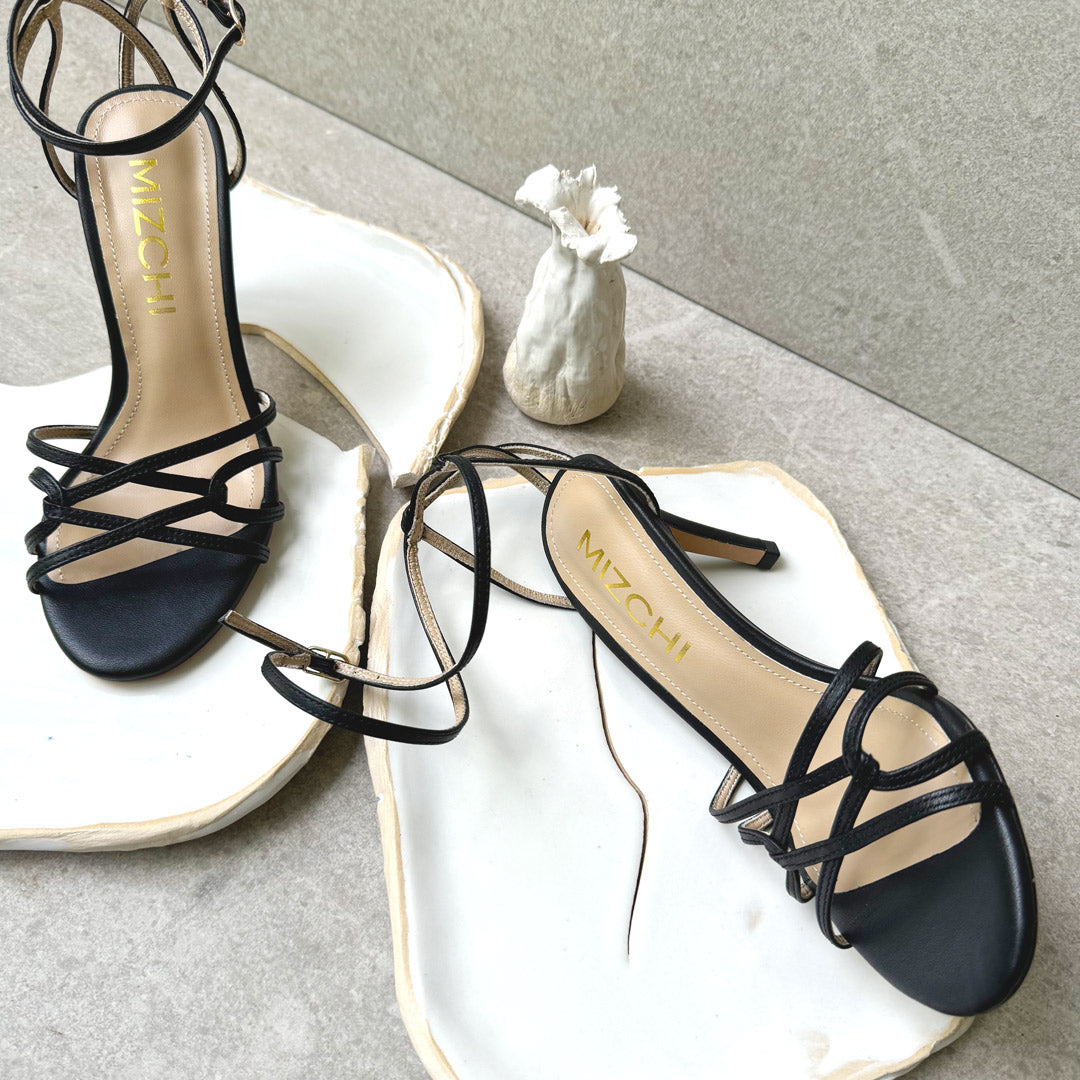 *ASTOR - black leather strappy sandal