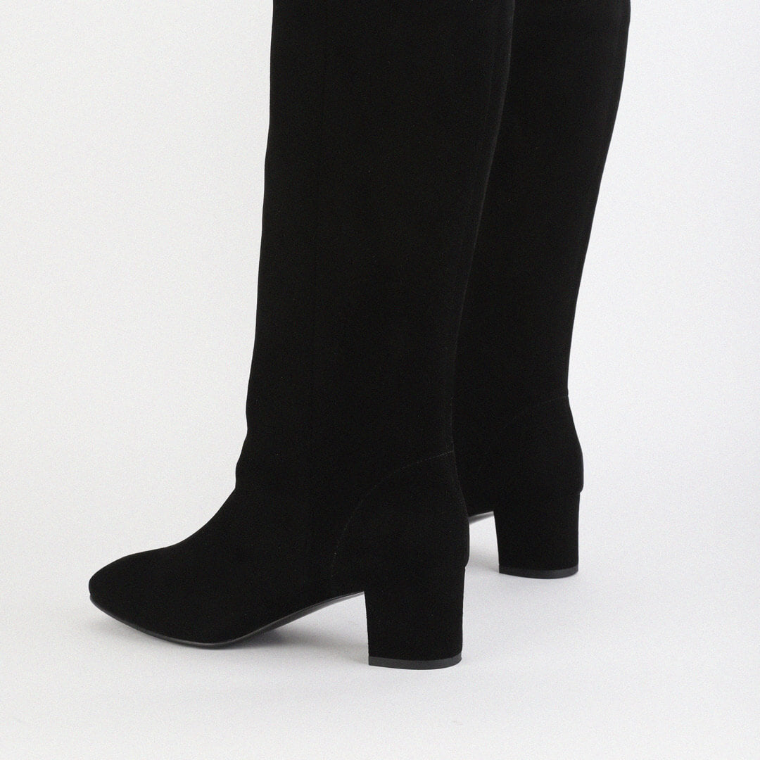 DEVII - suede mid heel boots