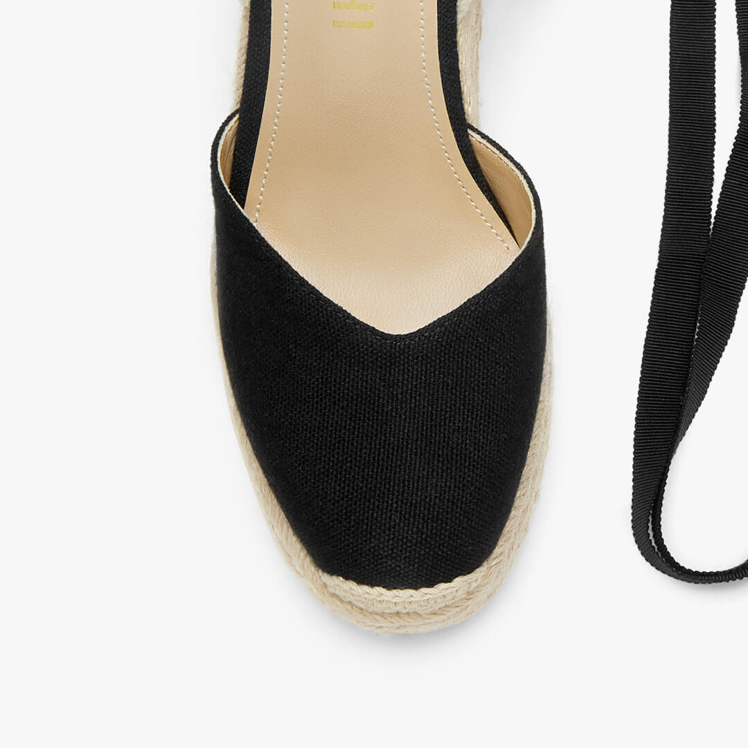 *Monaco 10 - Black Wedge Espadrilles