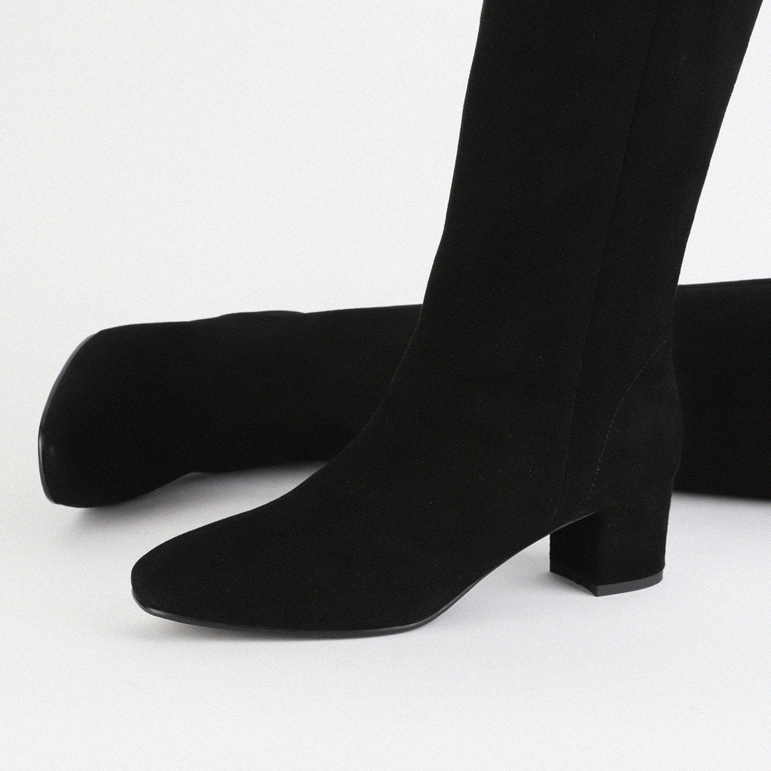 DEVII - suede mid heel boots