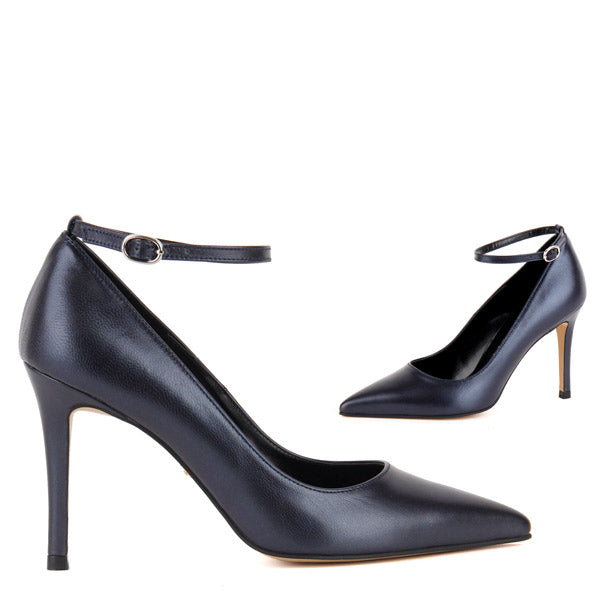 NOTI NAVY - ankle strap heel