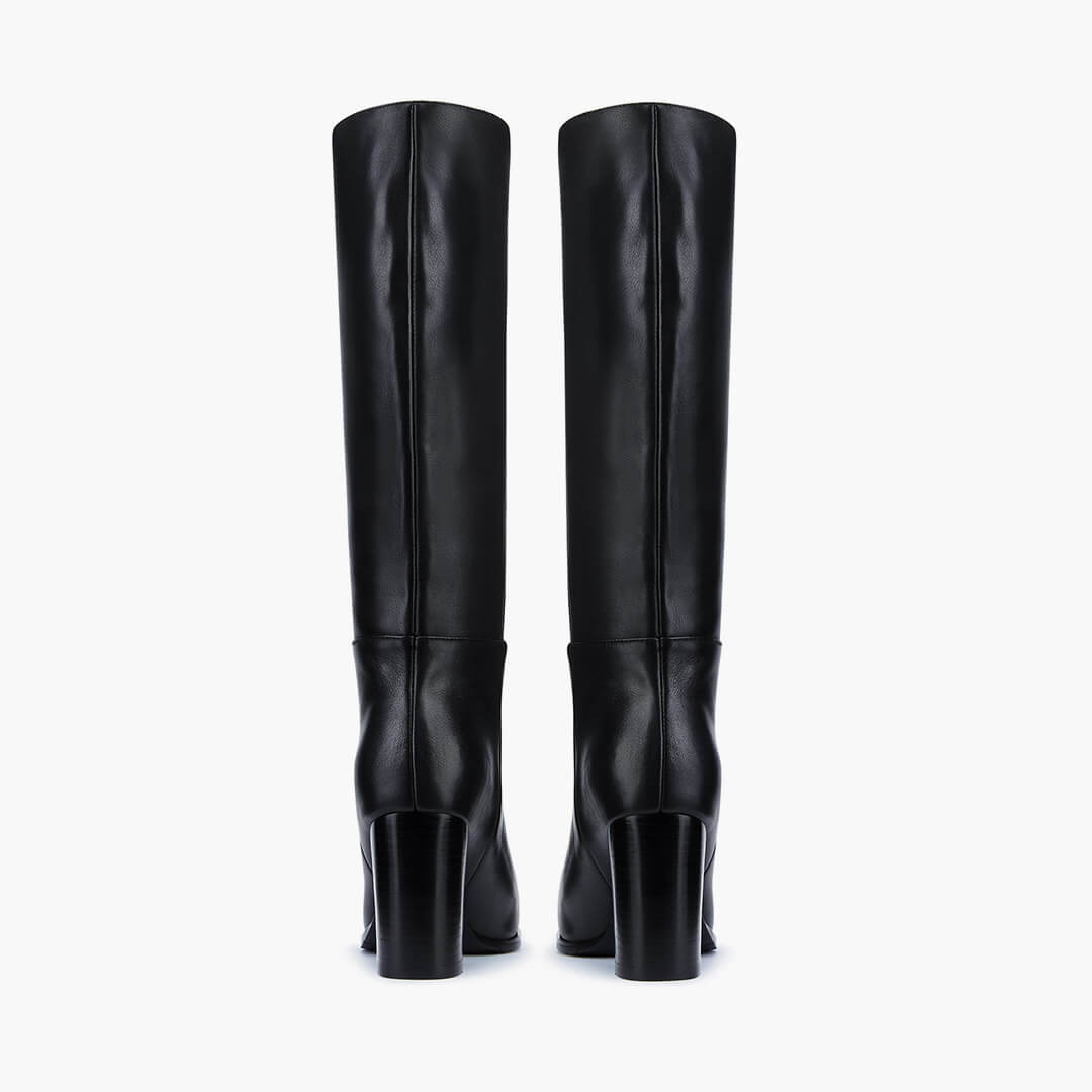 *EVIE - black leather knee boots