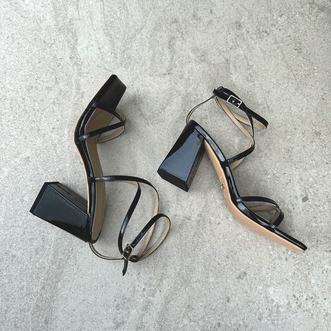 *ADAGIO - black patent strappy sandals