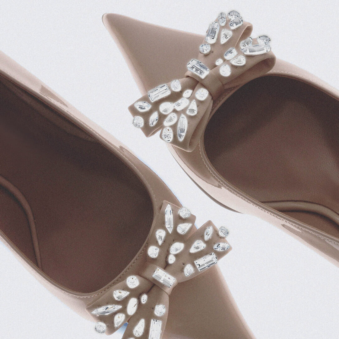 DEANNA - jeweled bow pumps