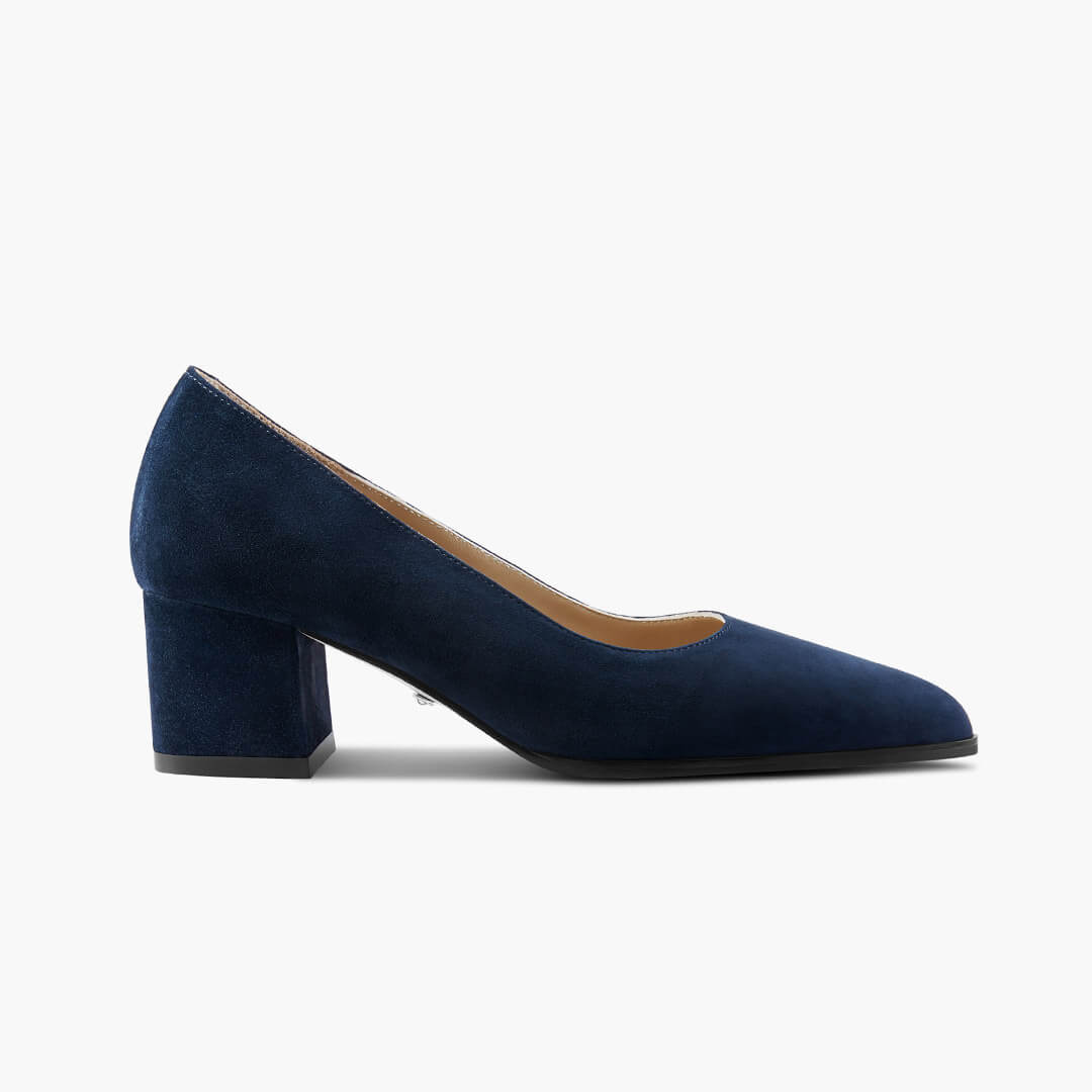 *DIARA NAVY - suede chunky heel pumps