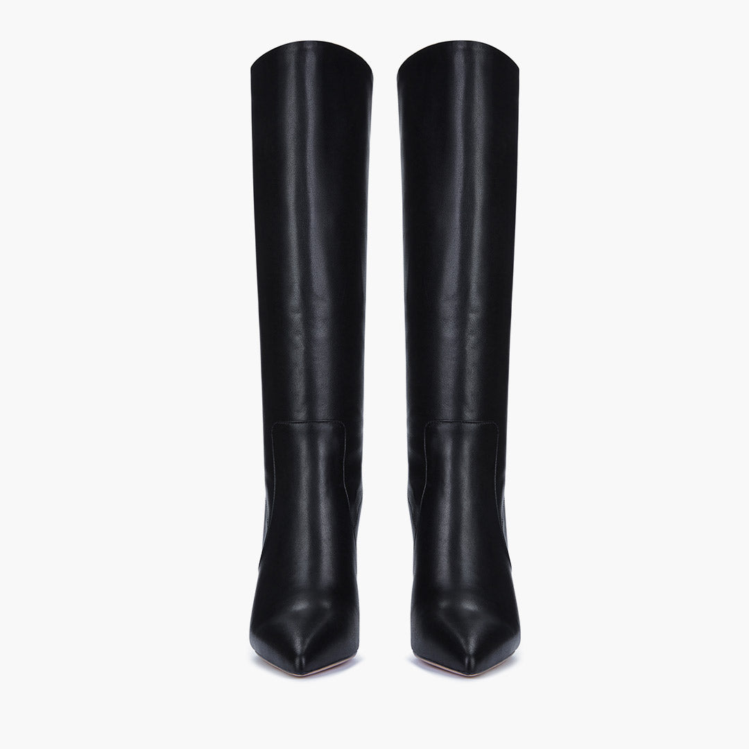 *KALA - black leather Stiletto knee boots