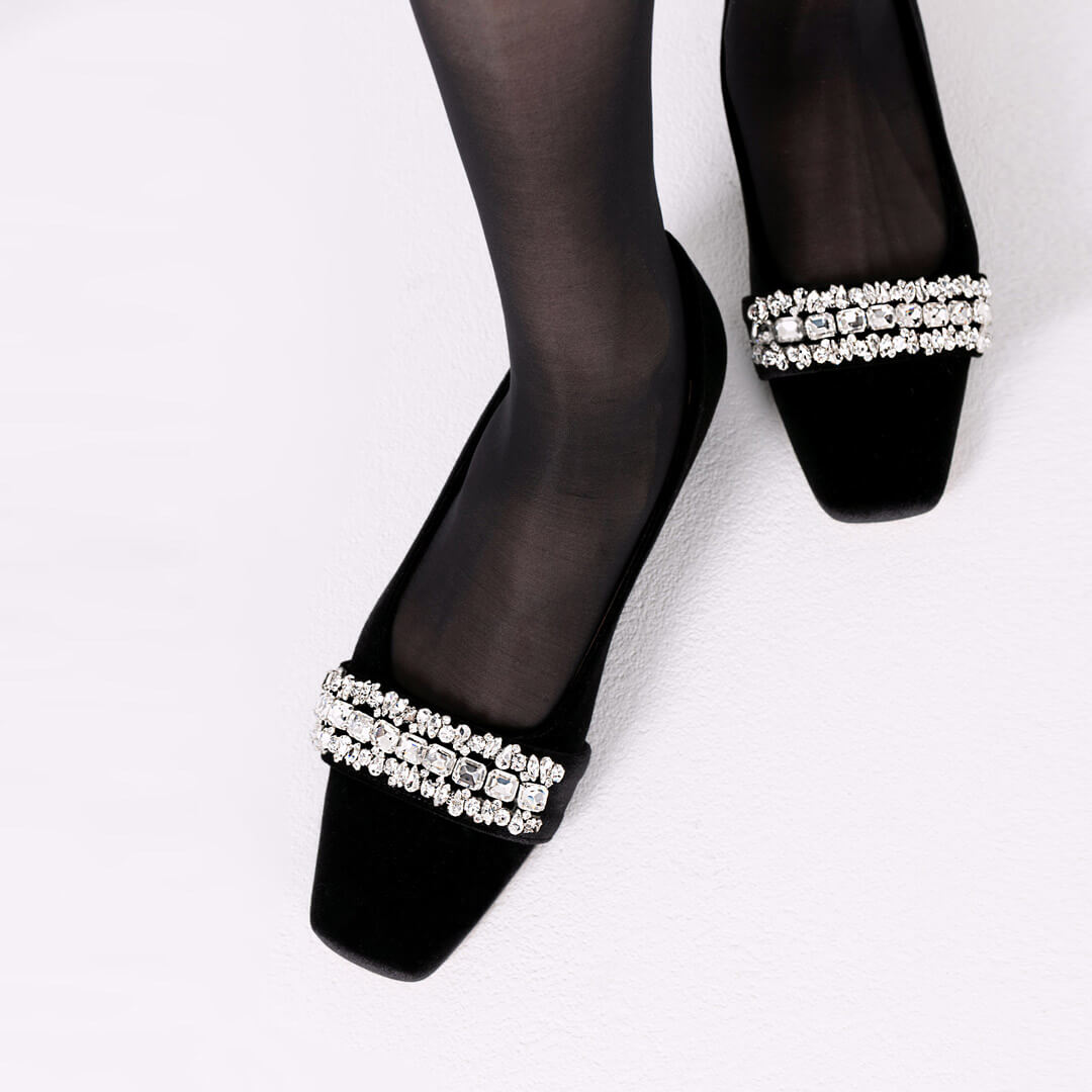 PENEMONE - jeweled fabric pumps