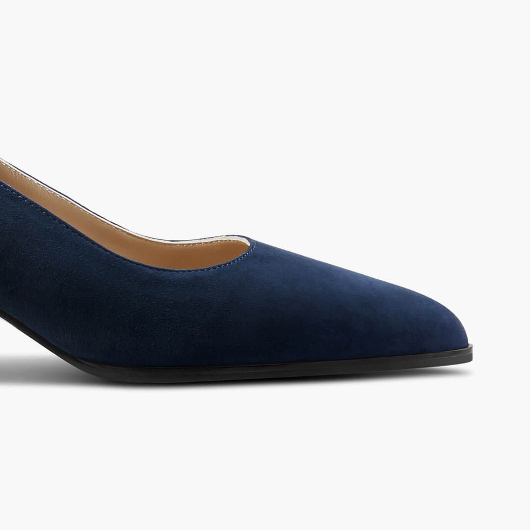 *DIARA NAVY - suede chunky heel pumps